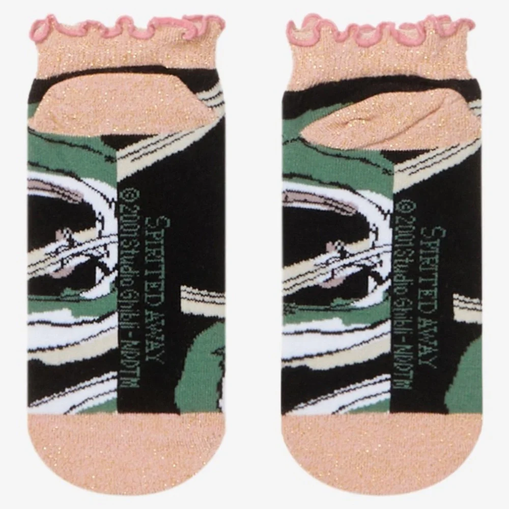 Studio Ghibli Spirited Away Haku Glitter Trim‎ No-Show Socks Hot Topic